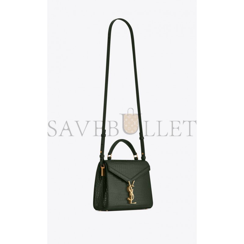 YSL CASSANDRA MINI TOP HANDLE BAG IN CROCODILE-EMBOSSED SHINY LEATHER 623930DND0J3144 (20*16*7.5cm)