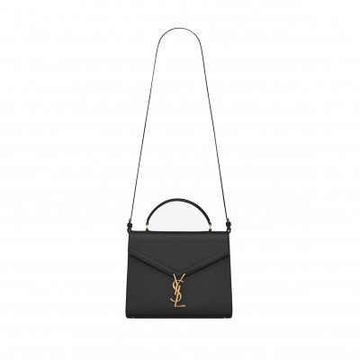 YSL CASSANDRA MEDIUM TOP HANDLE BAG IN GRAIN DE POUDRE EMBOSSED LEATHER 623931BOW0W1000 (24.5*20*11.5cm)