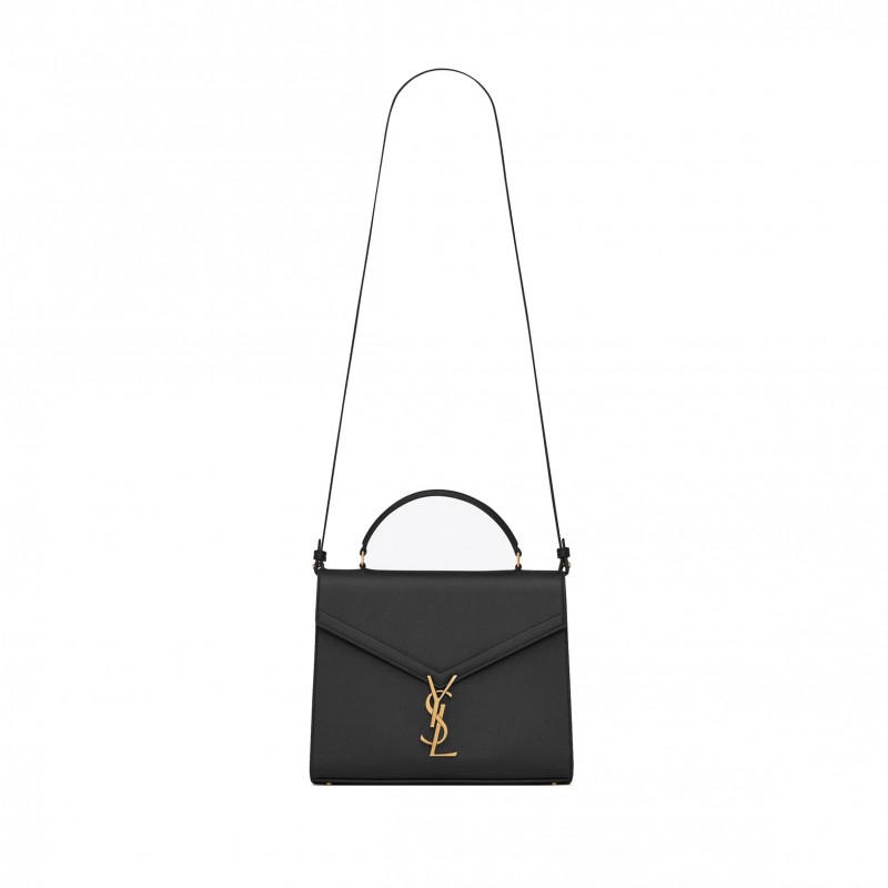 YSL CASSANDRA MEDIUM TOP HANDLE BAG IN GRAIN DE POUDRE EMBOSSED LEATHER 623931BOW0W1000 (24.5*20*11.5cm)