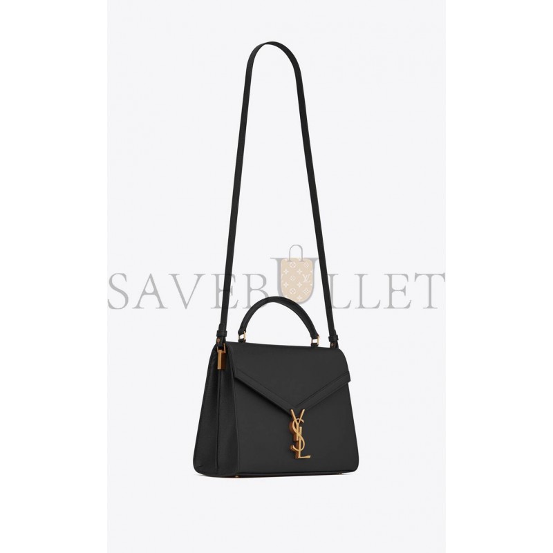 YSL CASSANDRA MEDIUM TOP HANDLE BAG IN GRAIN DE POUDRE EMBOSSED LEATHER 623931BOW0W1000 (24.5*20*11.5cm)