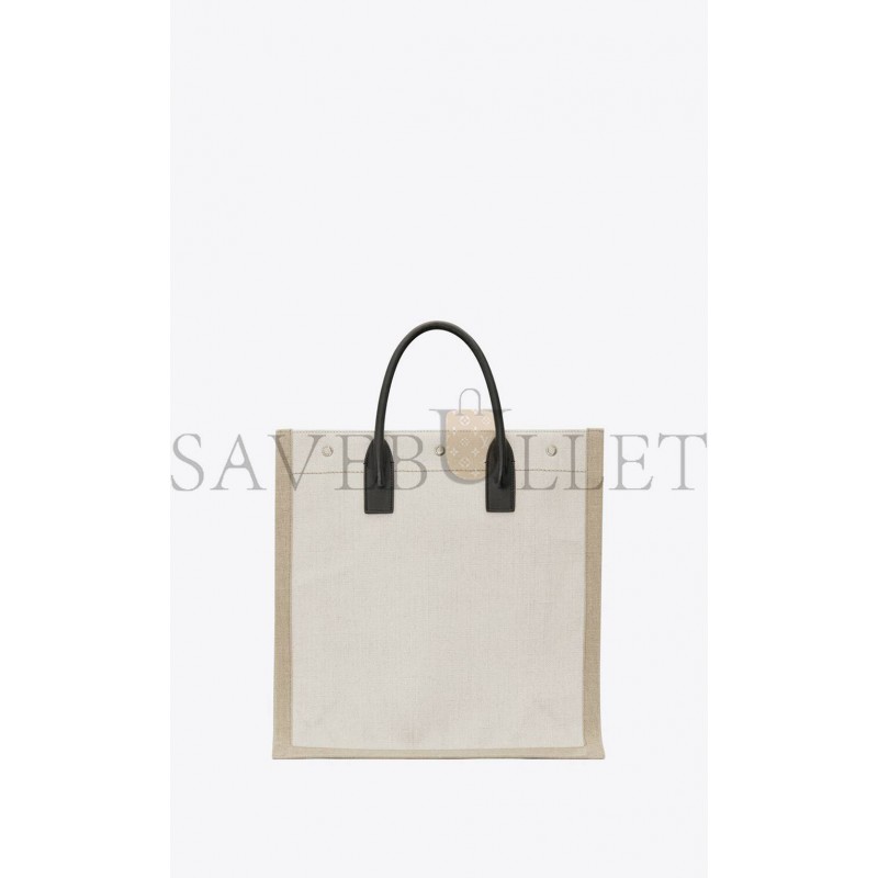 YSL RIVE GAUCHE NS SHOPPING BAG IN LINEN AND COTTON 6316829J52E9280 (39*38*17cm)