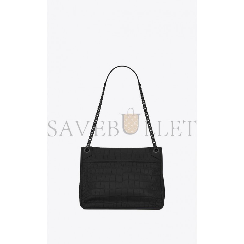 YSL NIKI MEDIUM CHAIN BAG IN CROCODILE-EMBOSSED LEATHER 6331501K00U1000 (28*20*8.5cm)