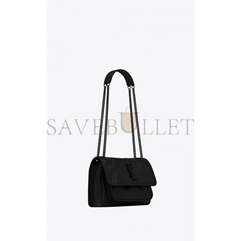 YSL NIKI BABY CHAIN BAG IN CROCODILE-EMBOSSED LEATHER 6331511K00U1000 (21*16*7.5cm)