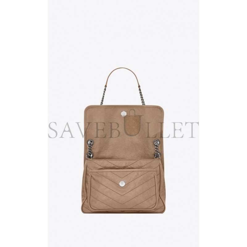 YSL NIKI MEDIUM CHAIN BAG IN CRINKLED VINTAGE VEGETABLE-TANNED LEATHER 6331581YG042826 (28*20*8.5cm) YSL NIKI MEDIUM CHAIN BAG IN CRINKLED VINTAGE VEGETABLE-TANNED LEATHER 6331581YG042826 (28*20*8.5cm)