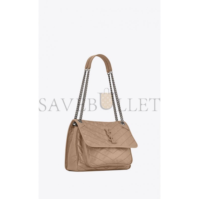YSL NIKI MEDIUM CHAIN BAG IN CRINKLED VINTAGE VEGETABLE-TANNED LEATHER 6331581YG042826 (28*20*8.5cm) YSL NIKI MEDIUM CHAIN BAG IN CRINKLED VINTAGE VEGETABLE-TANNED LEATHER 6331581YG042826 (28*20*8.5cm)