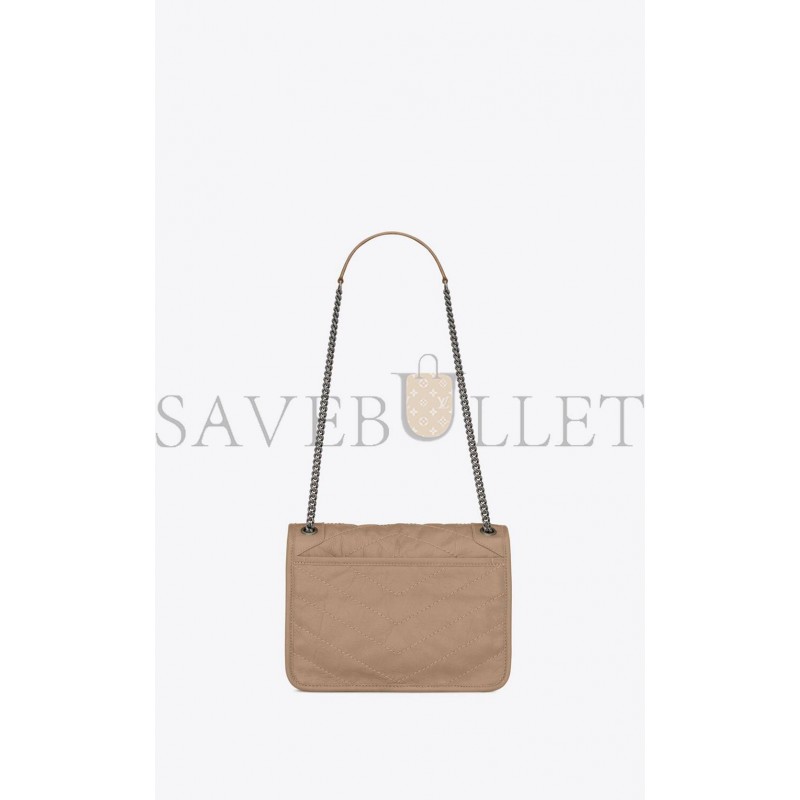 YSL NIKI BABY CHAIN BAG IN CRINKLED VINTAGE VEGETABLE-TANNED LEATHER 6331601YG042826 (21*16*7.5cm)