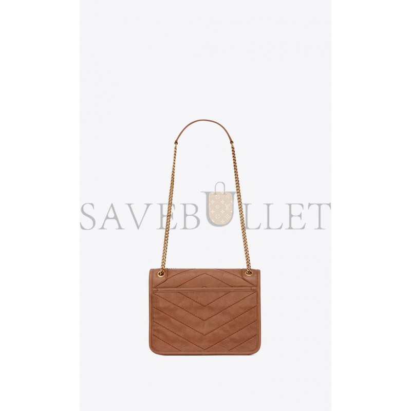 YSL NIKI BABY CHAIN BAG IN CRINKLED VINTAGE VEGETABLE-TANNED LEATHER 6331601YG072522 (21*16*7.5cm)