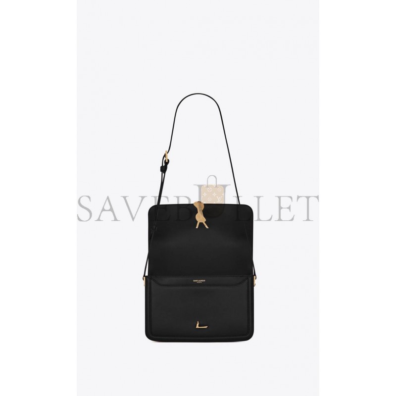 YSL SOLFERINO MEDIUM SATCHEL IN BOX SAINT LAURENT LEATHER 6343050SX0W1000 (23*16*6cm)