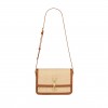 YSL SOLFERINO MEDIUM SATCHEL IN RAFFIA AND VEGETABLE-TANNED LEATHER 634305FAA7D9783 (23*16*6cm)