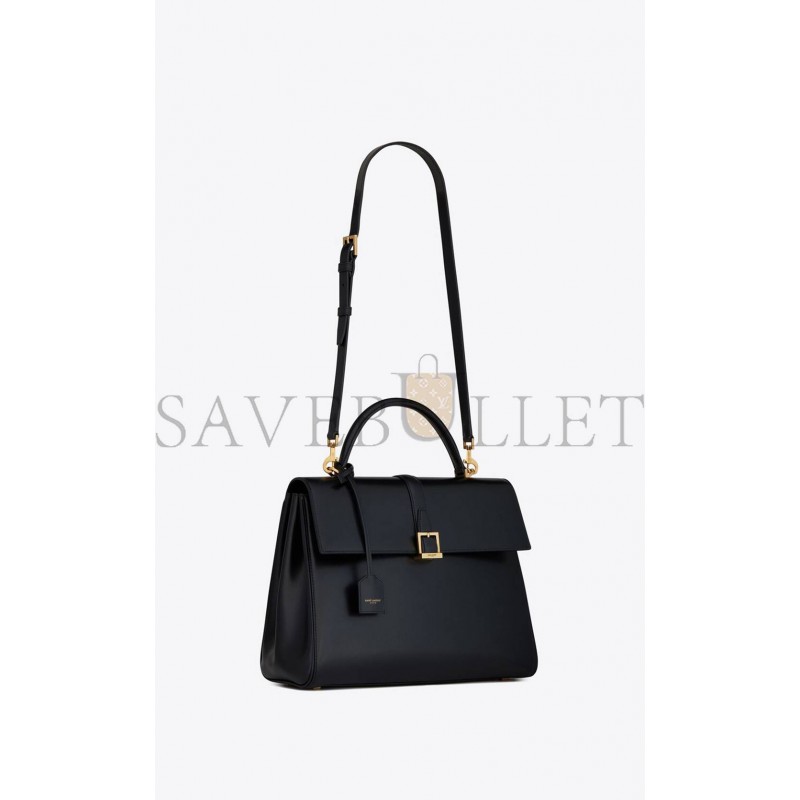 YSL LE FERMOIR TOP HANDLE BAG IN SHINY LEATHER 6749882ZA0W1000 (30*22*12cm)