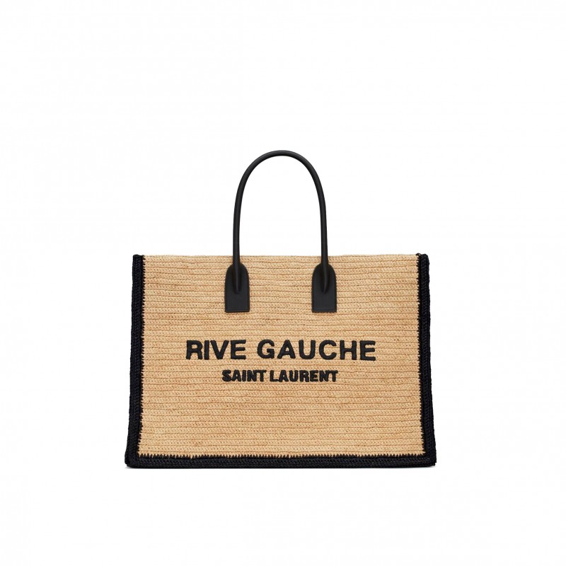 YSL RIVE GAUCHE TOTE BAG IN RAFFIA AND LEATHER 685742GAAAG2099 (48*36*16cm)