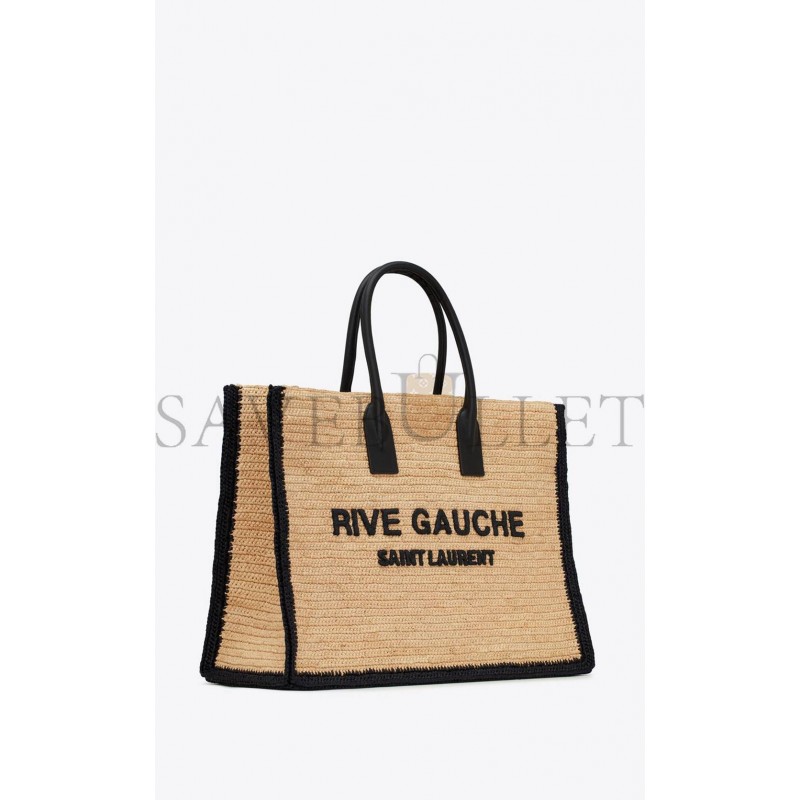 YSL RIVE GAUCHE TOTE BAG IN RAFFIA AND LEATHER 685742GAAAG2099 (48*36*16cm)