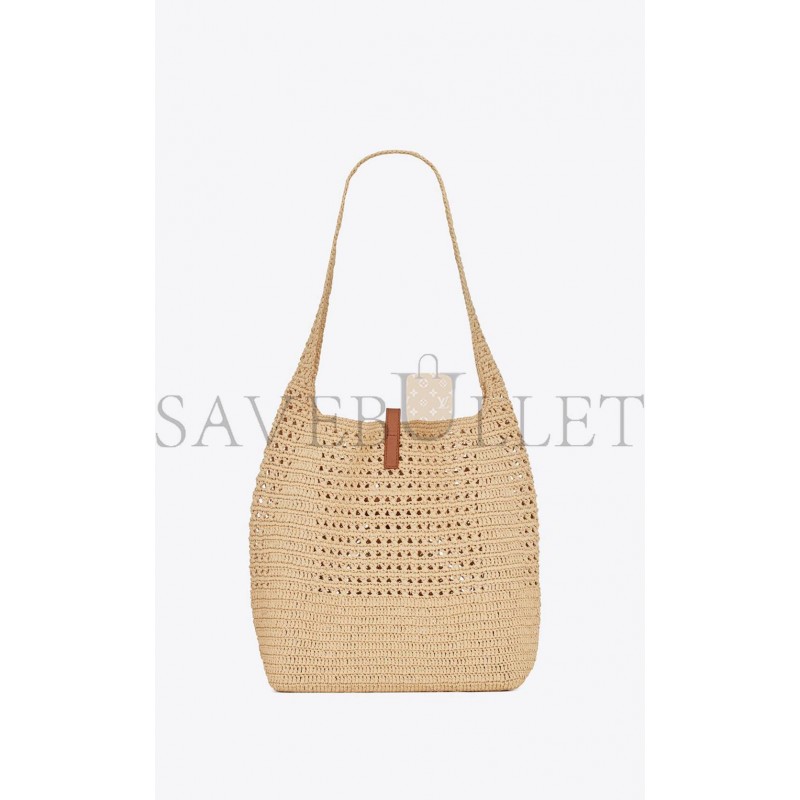 YSL HOBO RAFFIA BAG IN CROCHET AND SMOOTH LEATHER 690941GAAAR2080 (37*30*14cm)