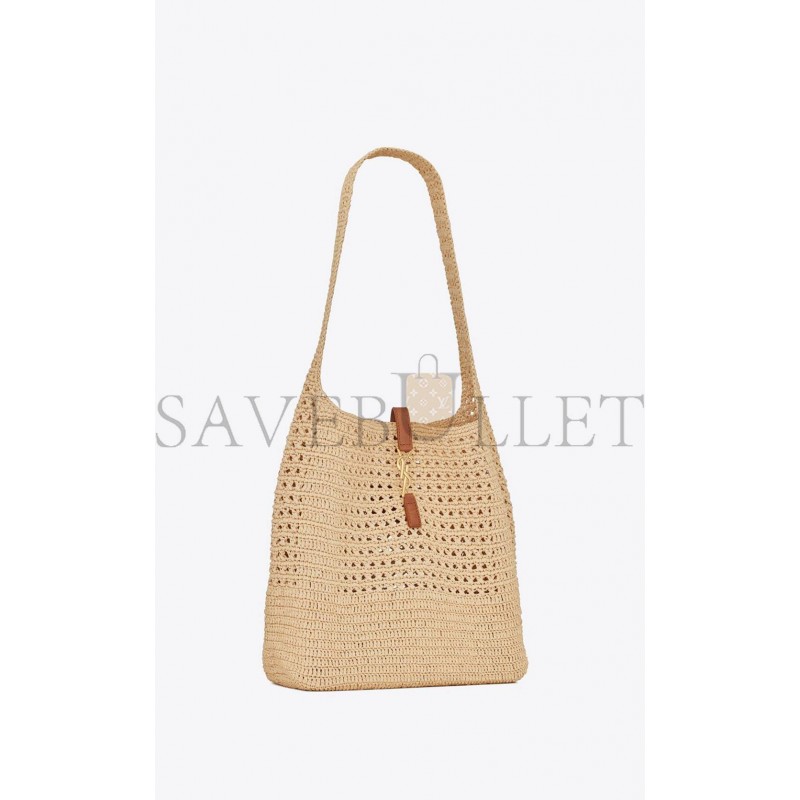 YSL HOBO RAFFIA BAG IN CROCHET AND SMOOTH LEATHER 690941GAAAR2080 (37*30*14cm)