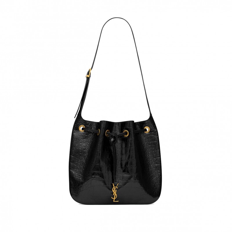 YSL PARIS VII MEDIUM HOBO BAG IN CROCODILE-EMBOSSED PATENT LEATHER 697918AAAY31000 (38*30*2cm)