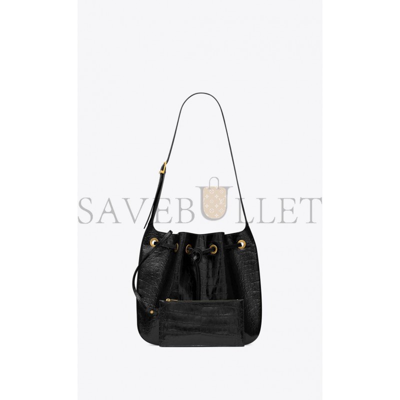 YSL PARIS VII MEDIUM HOBO BAG IN CROCODILE-EMBOSSED PATENT LEATHER 697918AAAY31000 (38*30*2cm)