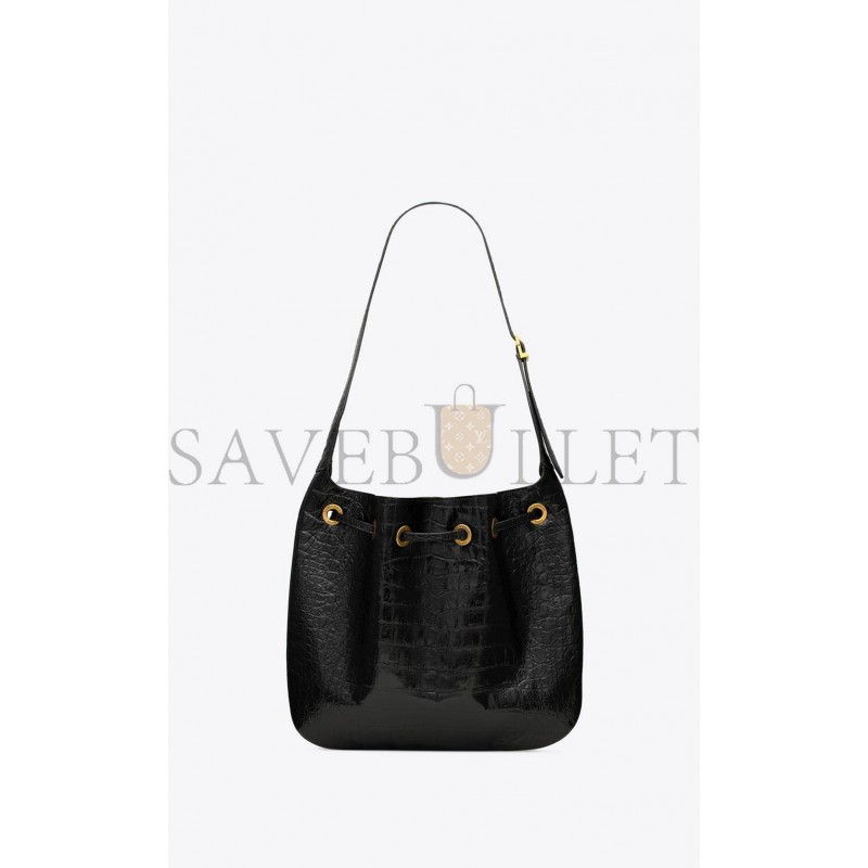 YSL PARIS VII MEDIUM HOBO BAG IN CROCODILE-EMBOSSED PATENT LEATHER 697918AAAY31000 (38*30*2cm)