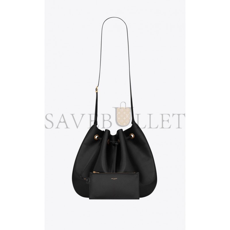 YSL PARIS VII LARGE FLAT HOBO BAG IN SMOOTH LEATHER 697941AAAMD1000 (44*33*2cm)