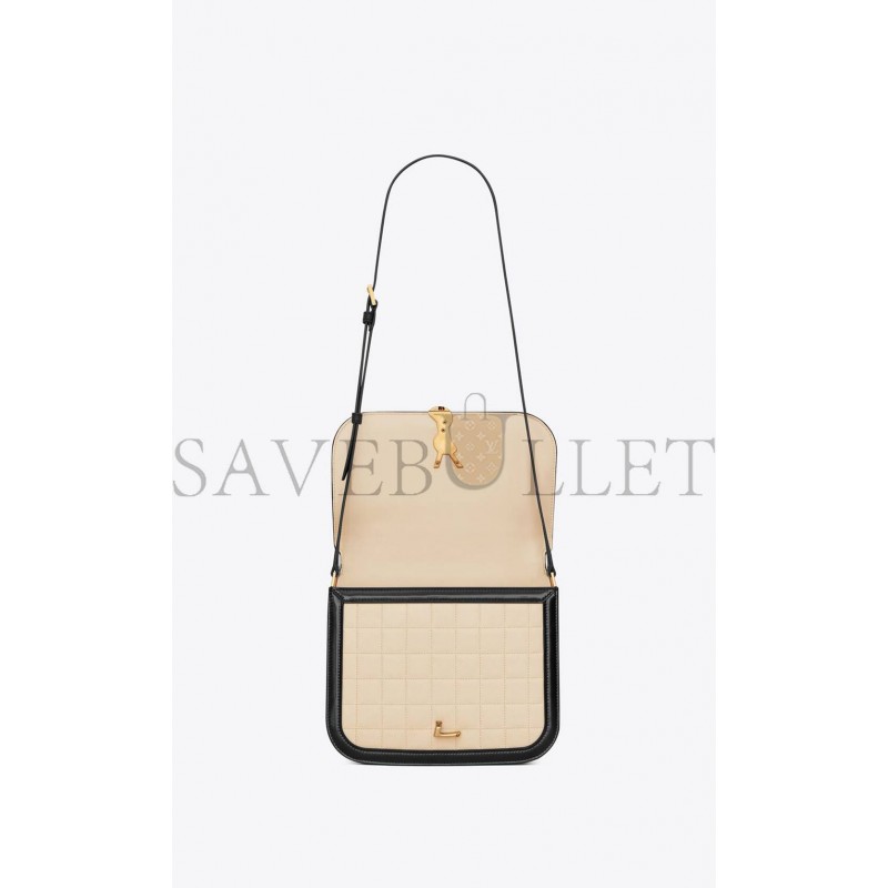 YSL SOLFERINO MEDIUM SUPPLE SATCHEL IN QUILTED NUBUCK SUEDE 733704AABR99289 (22*16*4cm)