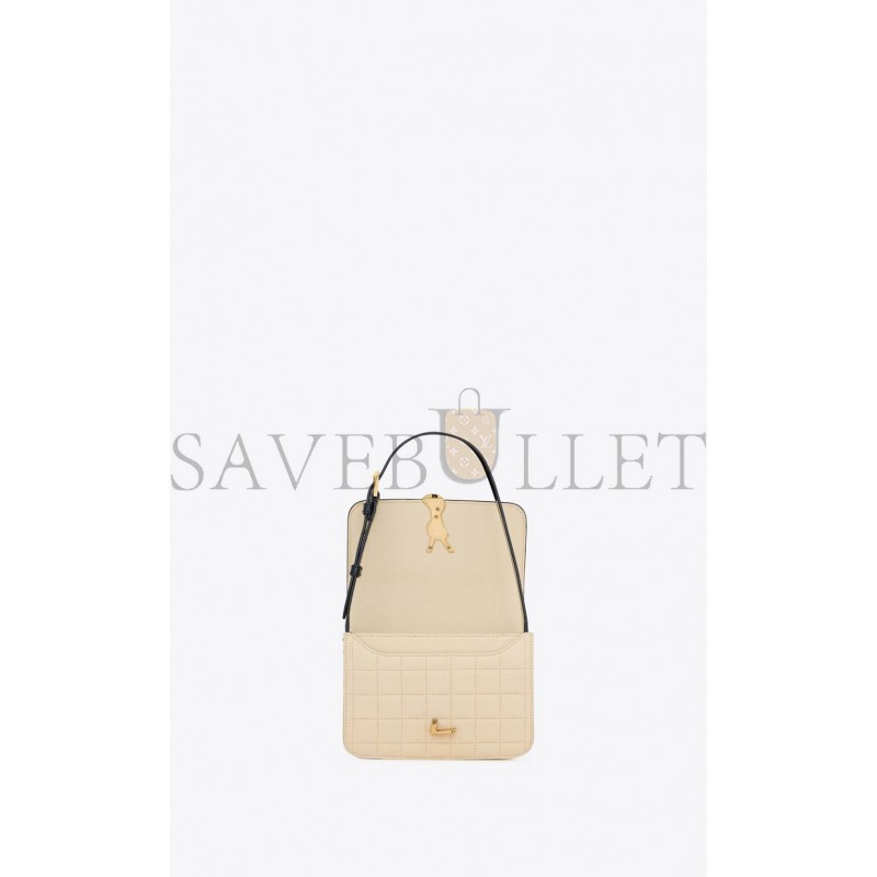 YSL SOLFERINO SMALL SATCHEL IN QUILTED NUBUCK SUEDE 739139AABWP9289 (18.5*14*6cm)