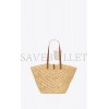 YSL PANIER MEDIUM IN RAFFIA AND VEGETABLE-TANNED LEATHER 740375GAADJ2080 (44*21*20cm)