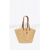 YSL PANIER MEDIUM IN RAFFIA AND VEGETABLE-TANNED LEATHER 740375GAADJ2080 (44*21*20cm)