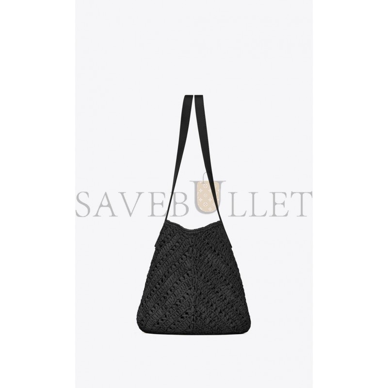 YSL PANIER SMALL IN RAFFIA AND VEGETABLE-TANNED LEATHER 751240GAADP1000 (38*21*20cm)