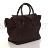 CELINE DRUMMED CALFSKIN MINI LUGGAGE DARK BROWN (30*29*18cm)