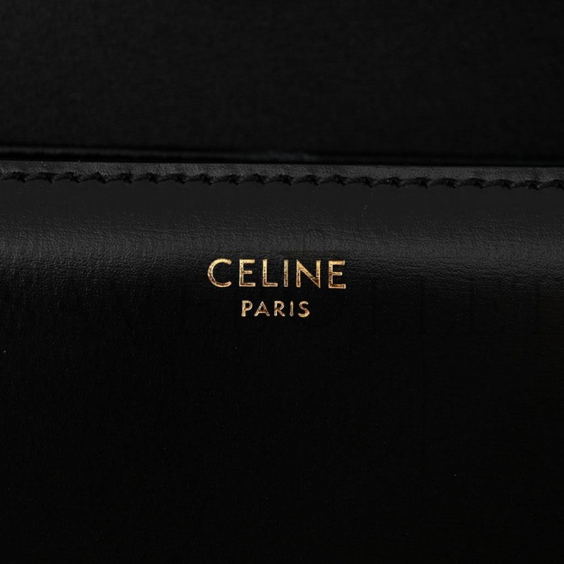 CELINE SHINY CALFSKIN TEEN TRIOMPHE BLACK (19*14*6cm)