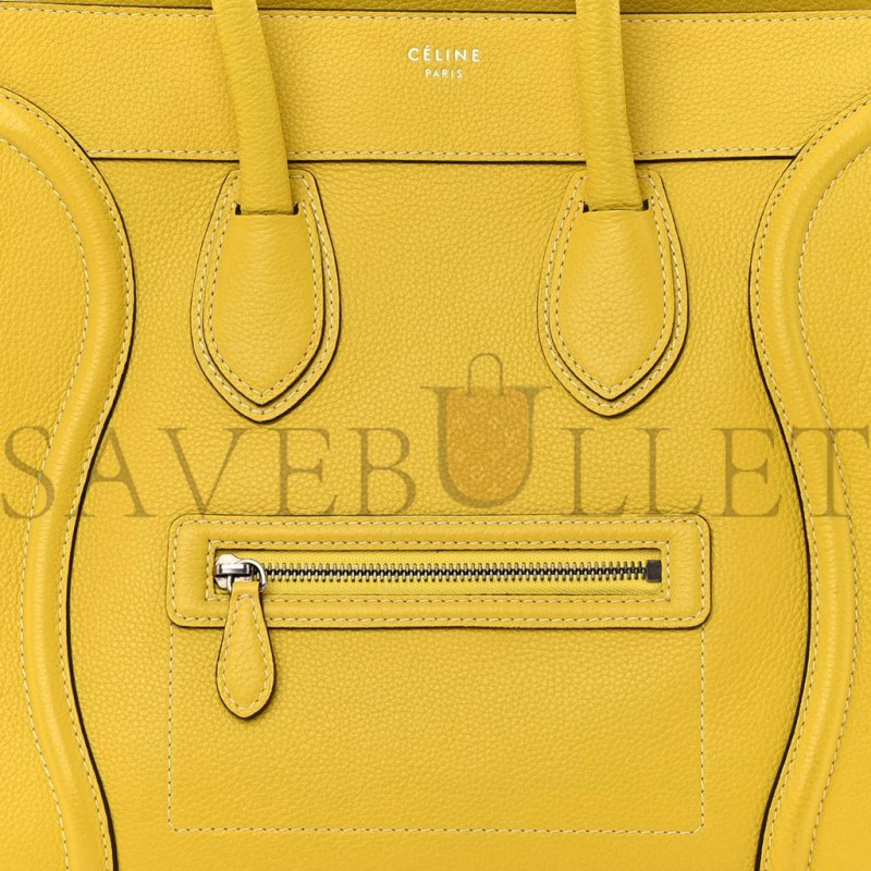 CELINE DRUMMED CALFSKIN MINI LUGGAGE CITRON (30*29*17cm)