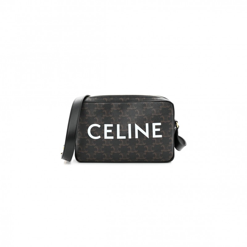 CELINE TRIOMPHE CANVAS MEDIUM MESSENGER BAG BLACK (23*15*5cm)