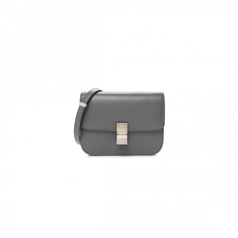 CELINE BOX CALFSKIN MEDIUM CLASSIC BOX FLAP BAG ZINC (23*18*6cm)