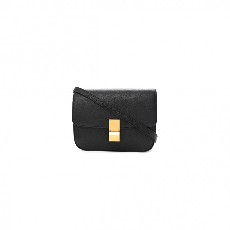 CELINE LIEGE CALFSKIN MEDIUM CLASSIC BOX FLAP BAG BLACK (24*18*7cm)