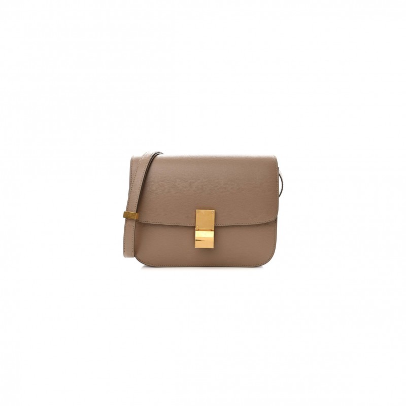 CELINE LIEGE CALFSKIN MEDIUM CLASSIC BOX FLAP BAG TAUPE (23*17*6cm)