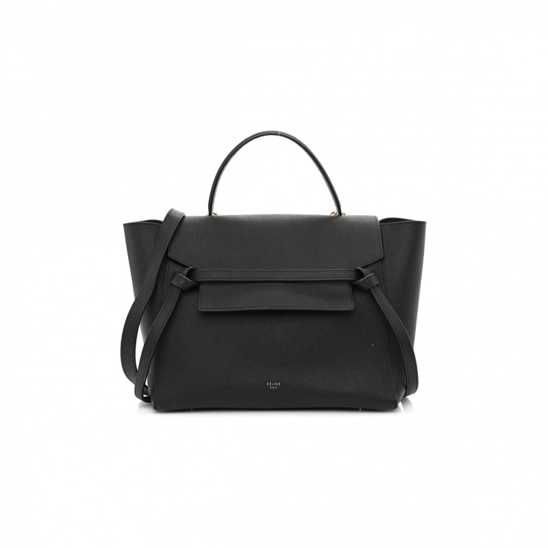 CELINE GRAINED CALFSKIN MINI BELT BAG BLACK (28*25*16cm)