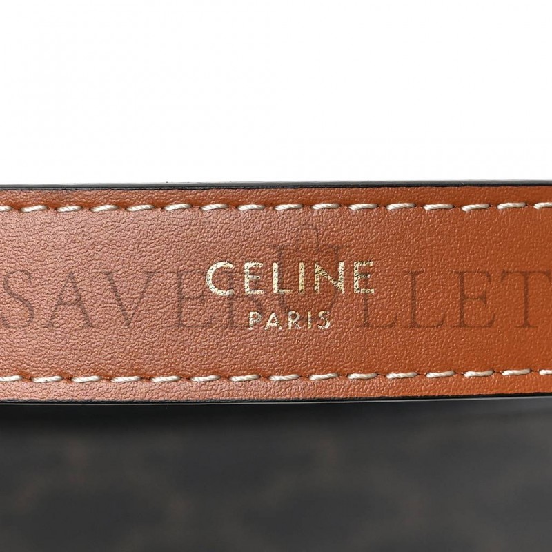 CELINE TRIOMPHE CANVAS CALFSKIN AVA SHOULDER BAG TAN (25*19*7cm)