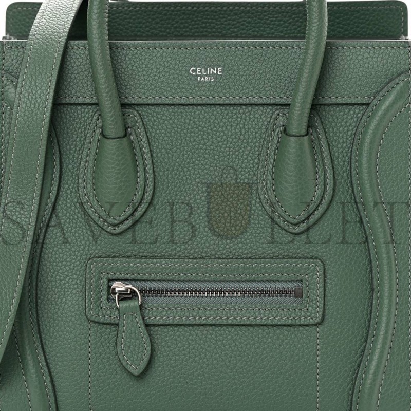 CELINE DRUMMED CALFSKIN NANO LUGGAGE CELADON (21*20*10cm)