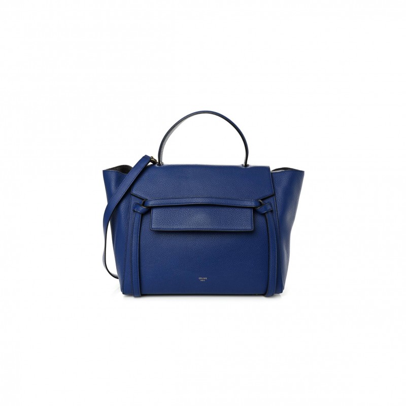 CELINE GRAINED CALFSKIN MINI BELT BAG INDIGO (28*23*16cm)