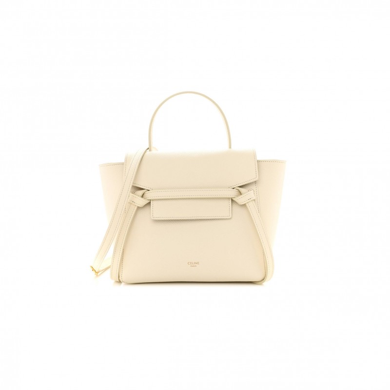 CELINE GRAINED CALFSKIN NANO BELT BAG WHITE  (15*14*8cm)