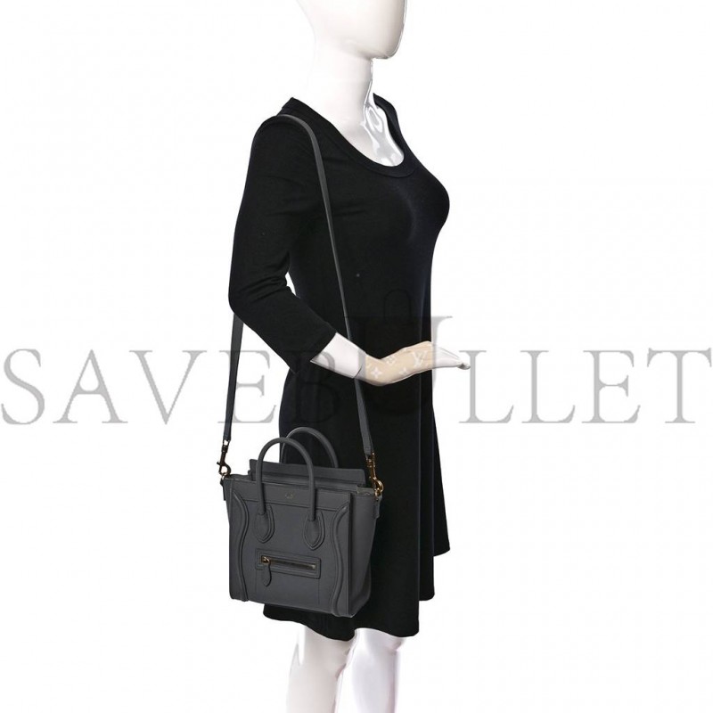 CELINE DRUMMED CALFSKIN NANO LUGGAGE KOHL (20*19*10cm) CELINE DRUMMED CALFSKIN NANO LUGGAGE KOHL (20*19*10cm)
