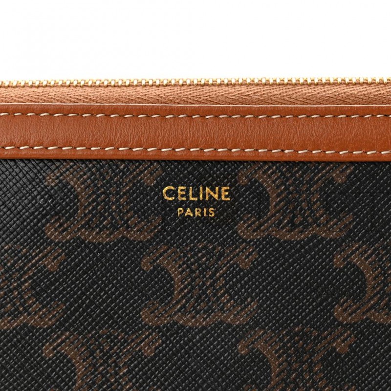 CELINE TRIOMPHE CANVAS CALFSKIN MINI CLUTCH ON CHAIN TAN (17*11*9cm)