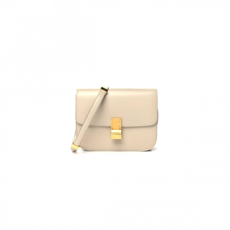 CELINE BOX CALFSKIN MEDIUM CLASSIC BOX FLAP BAG POWDER (23*18*6cm)