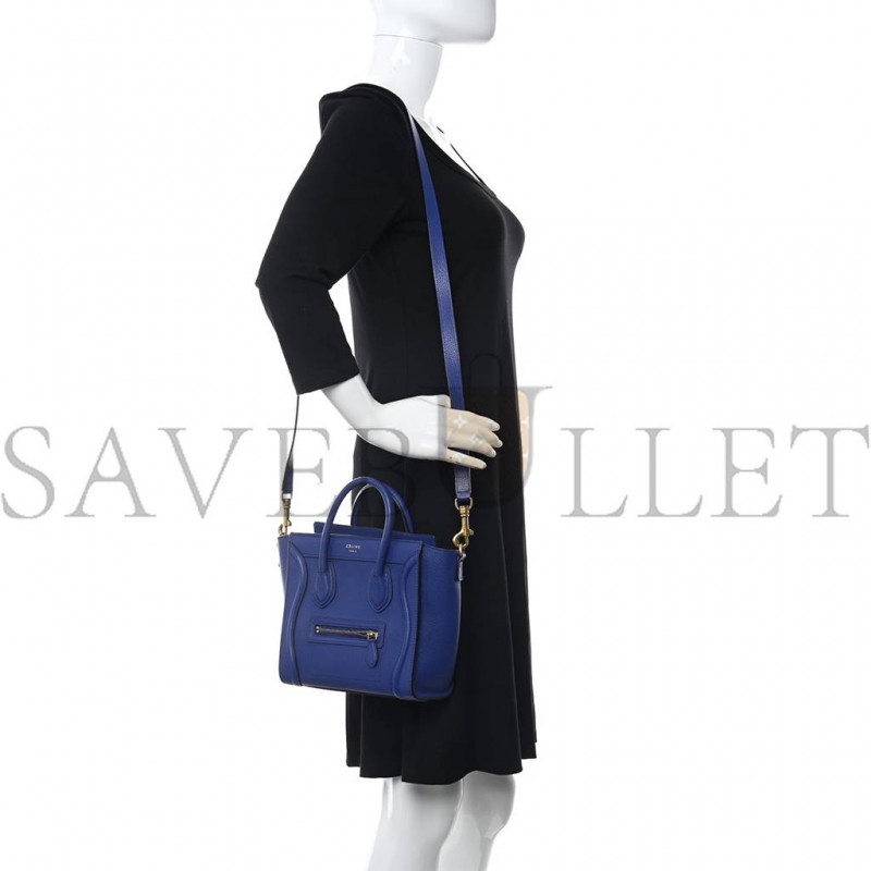 CELINE DRUMMED CALFSKIN NANO LUGGAGE INDIGO (20*19*10cm) CELINE DRUMMED CALFSKIN NANO LUGGAGE INDIGO (20*19*10cm)