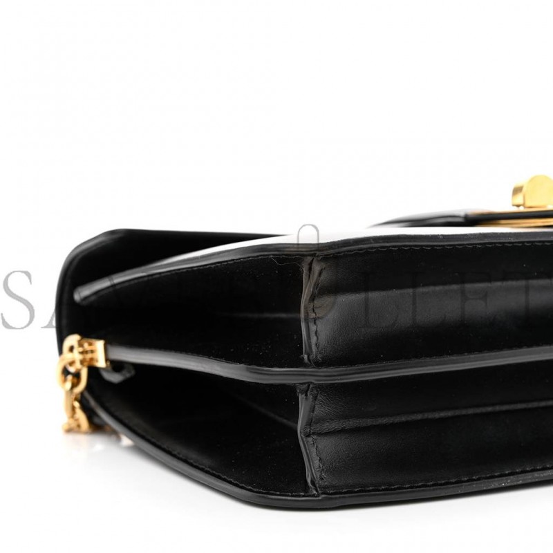 CELINE SATINATED CALFSKIN 16 CHAIN BAG BLACK (23*14*7cm)