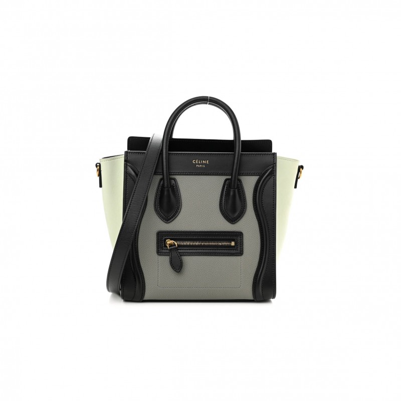 CELINE BABY GRAINED CALFSKIN NANO TRI-COLOR LUGGAGE ZINC ALMOND (20*19*10cm) CELINE BABY GRAINED CALFSKIN NANO TRI-COLOR LUGGAGE ZINC ALMOND (20*19*10cm)