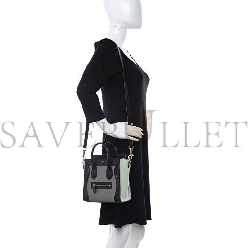 CELINE BABY GRAINED CALFSKIN NANO TRI-COLOR LUGGAGE ZINC ALMOND (20*19*10cm) CELINE BABY GRAINED CALFSKIN NANO TRI-COLOR LUGGAGE ZINC ALMOND (20*19*10cm)