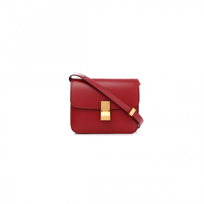 CELINE BOX CALFSKIN TEEN CLASSIC BOX FLAP BAG RED (18*15*6cm)