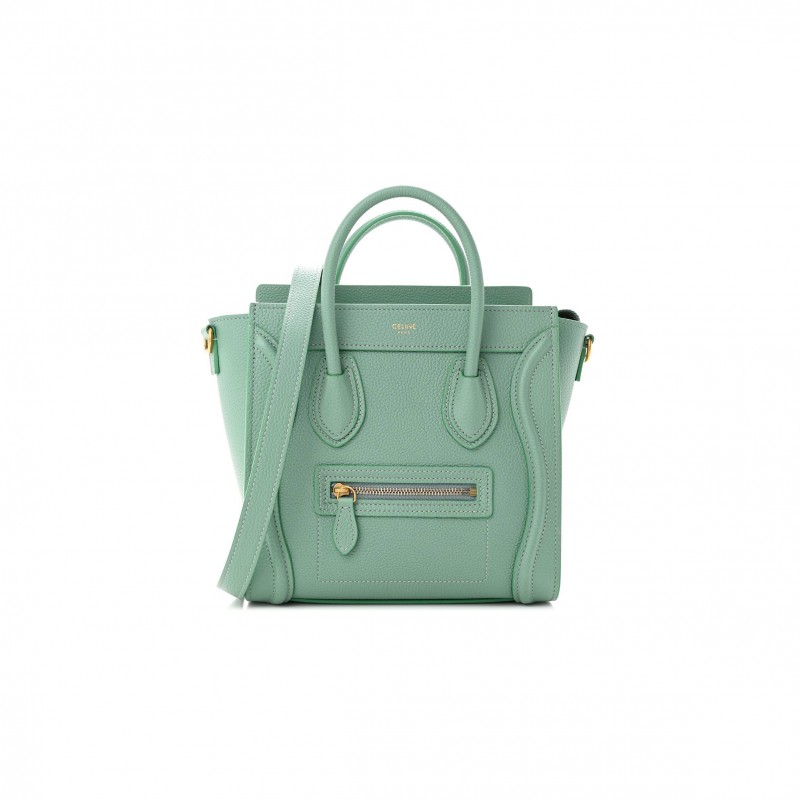 CELINE DRUMMED CALFSKIN NANO LUGGAGE CELADON (21*20*10cm)