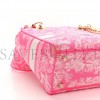 DIOR CANVAS TOILE DE JOUY REVERSE EMBROIDERED MEDIUM LADY D-LITE FLUORESCENT PINK (24*20*11cm)