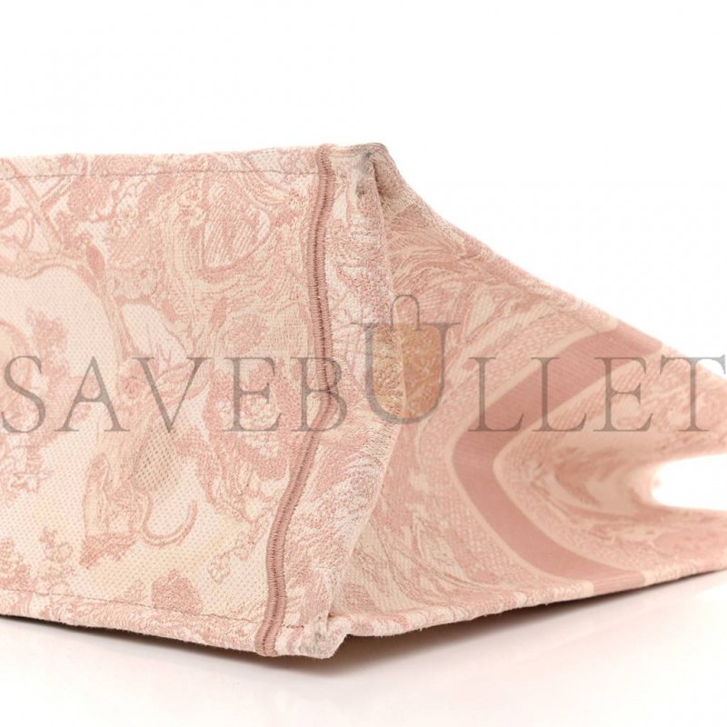 DIOR CANVAS TOILE DE JOUY EMBROIDERED LARGE BOOK TOTE PINK (42*35*10.2cm)